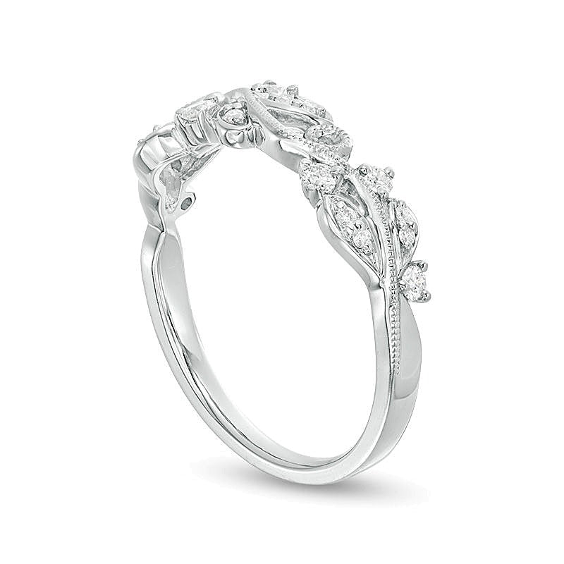 0.2 CT. TW Diamond Vine Vintage-Style Band in 10K White Gold