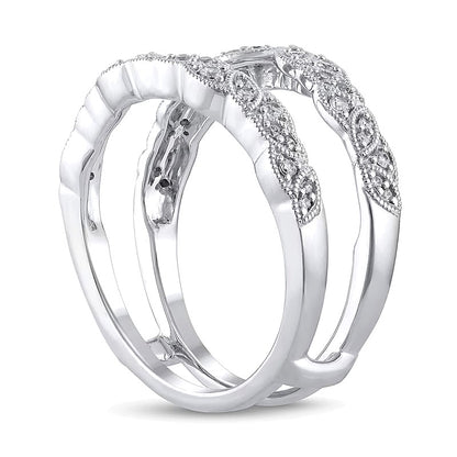 0.25 CT. TW Diamond Marquise-Shaped Alternating Milgrain Solitaire Enhancer in 10K White Gold