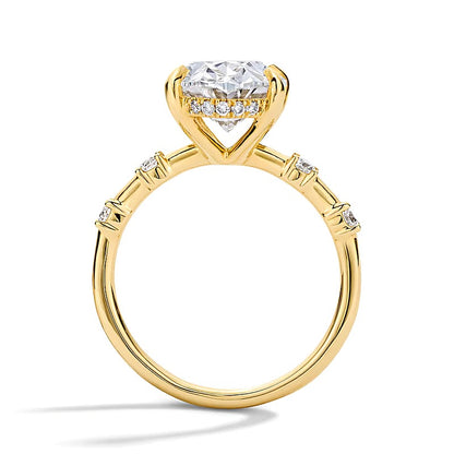 4.25 CT. TW Oval Lab-Grown Diamond Station Shank Engagement Ring in 14K Gold (F/VS2)