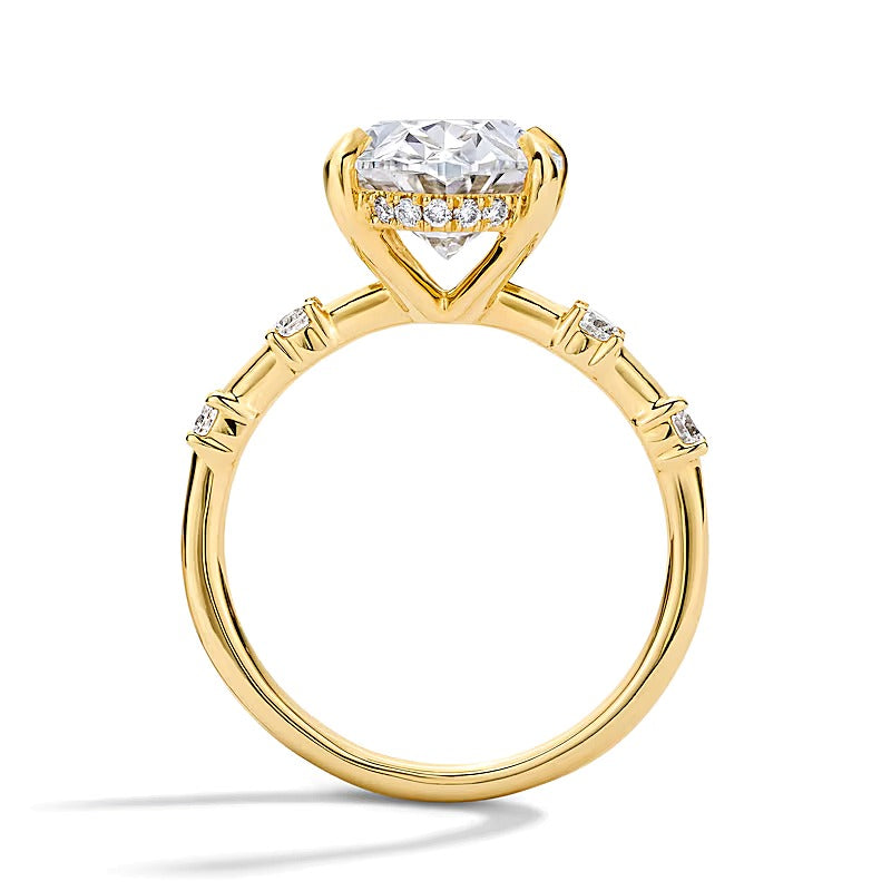 4.25 CT. TW Oval Lab-Grown Diamond Station Shank Engagement Ring in 14K Gold (F/VS2)