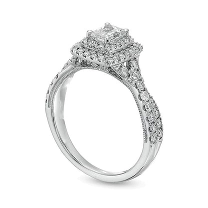 1.25 CT. TW Radiant-Cut Diamond Frame Vintage-Style Engagement Ring in 14K White Gold (I/SI2)