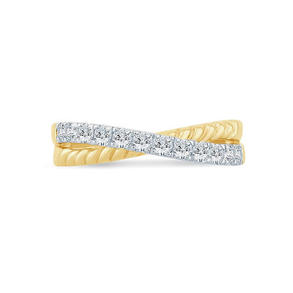 0.5 CT. TW Lab-Grown Diamond Rope Criss-Cross Ring in 14K Gold (F/SI2)