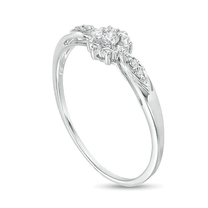 0.07 CT. TW Diamond Sunburst Promise Ring in 10K White Gold