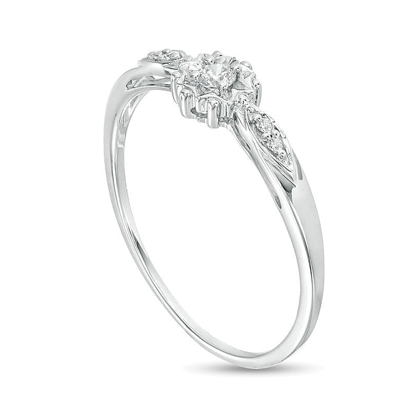 0.07 CT. TW Diamond Sunburst Promise Ring in 10K White Gold