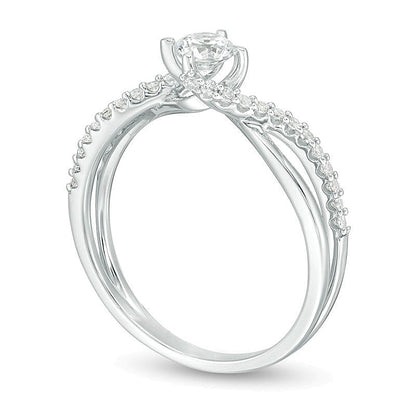 0.5 CT. TW Diamond Bypass Crossover Shank Engagement Ring in 10K White Gold