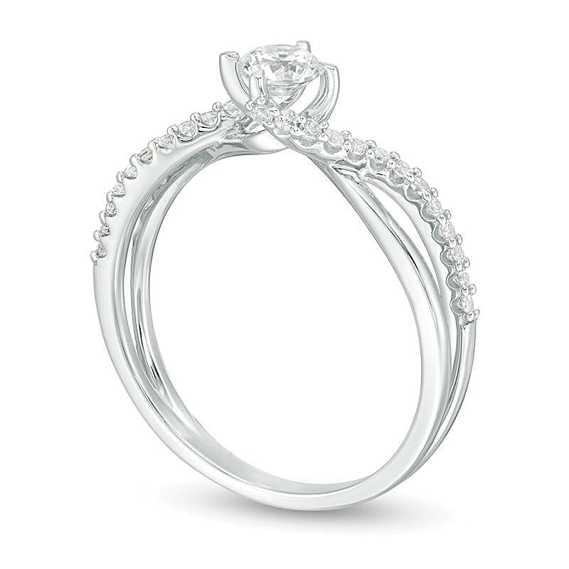 0.5 CT. TW Diamond Bypass Crossover Shank Engagement Ring in 10K White Gold