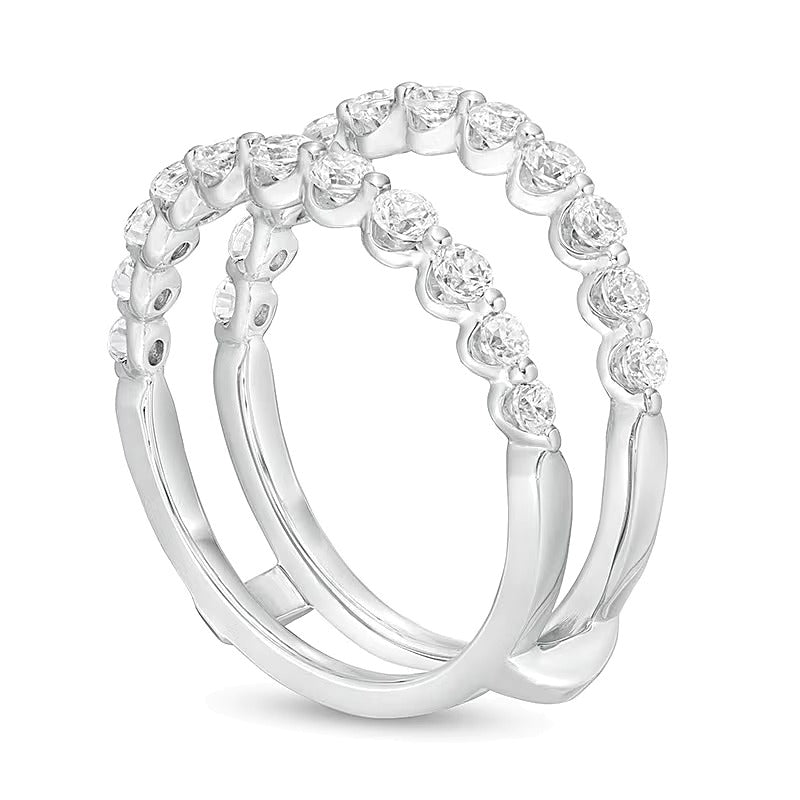1.0 CT. TW Diamond Scallop Edge Solitaire Enhancer in 14K White Gold