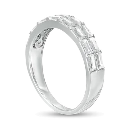 1.0 CT. TW Baguette Diamond Double Row Anniversary Band in 14K White Gold