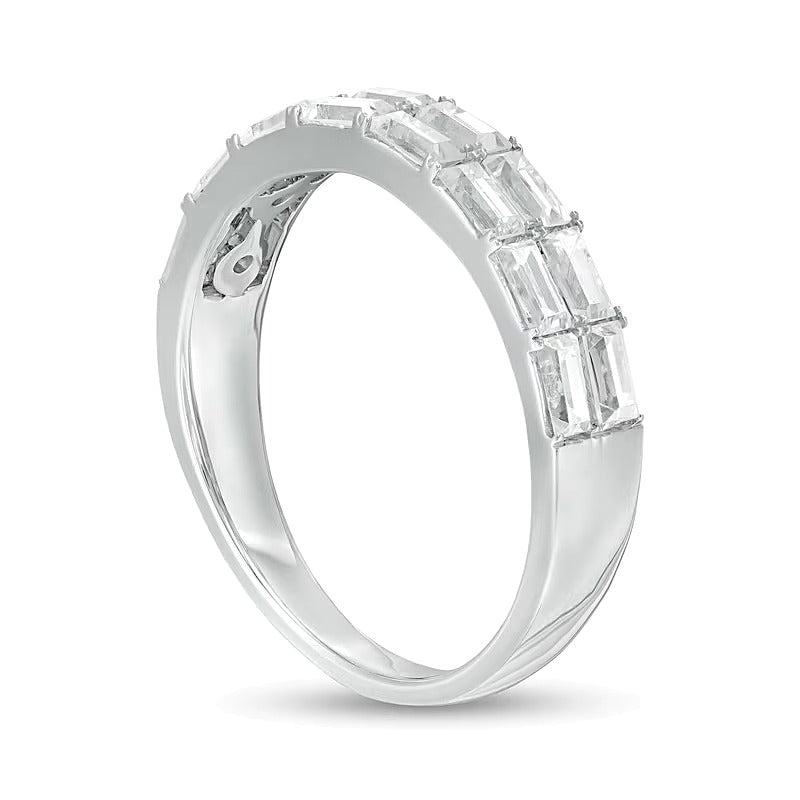 1.0 CT. TW Baguette Diamond Double Row Anniversary Band in 14K White Gold