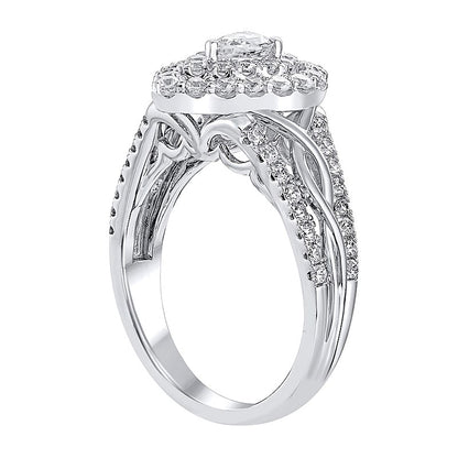 1.17 CT. TW Pear-Shaped Diamond Double Frame Twist Shank Ring in 14K White Gold