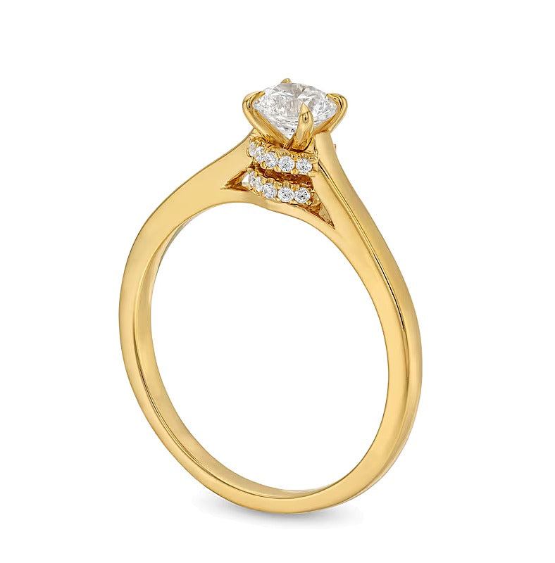 0.5 CT. TW Diamond Hidden Double Halo Engagement Ring in 14K Gold