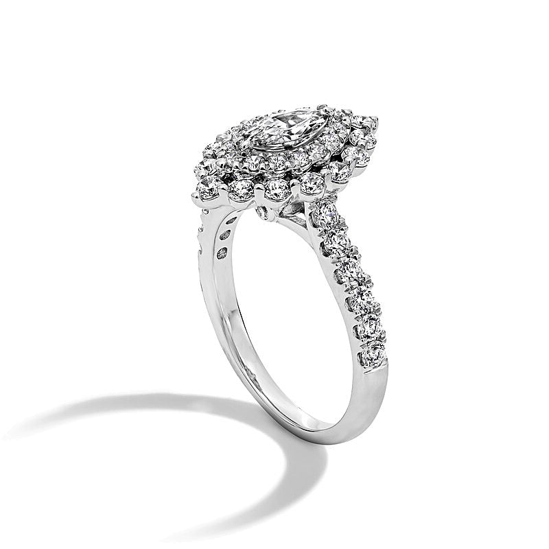 1.5 CT. TW Marquise-Cut Diamond Double Scallop Frame Engagement Ring in 14K White Gold