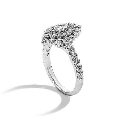 1.5 CT. TW Marquise-Cut Diamond Double Scallop Frame Engagement Ring in 14K White Gold
