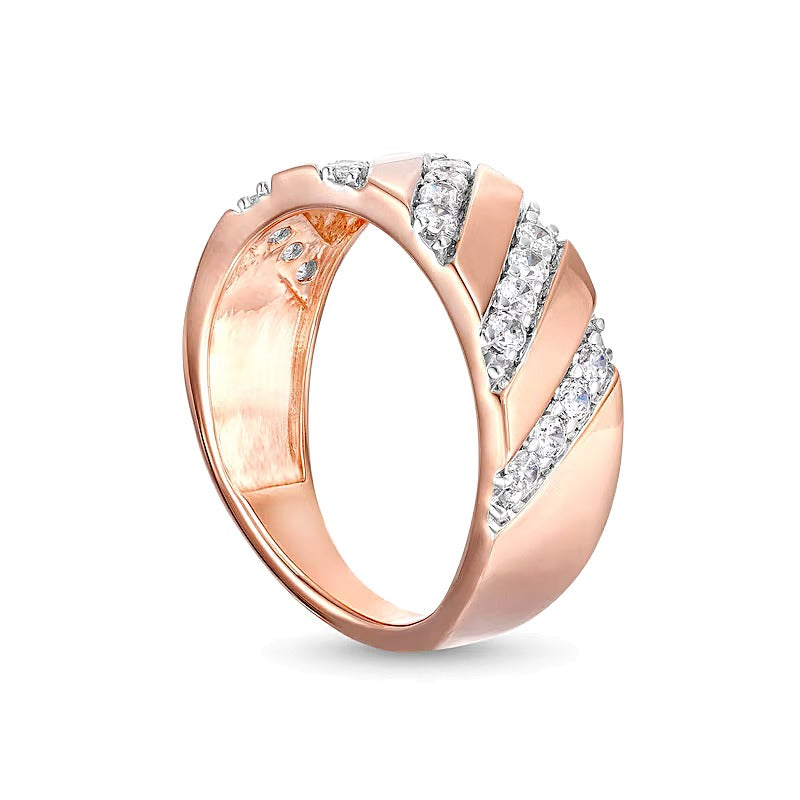 0.5 CT. TW Diamond Slant Row Band in 10K Rose Gold