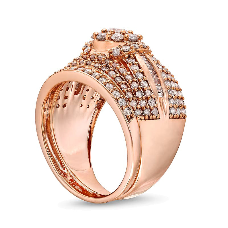 1.75 CT. TW Multi-Diamond Multi-Row Bridal Set in 10K Rose Gold