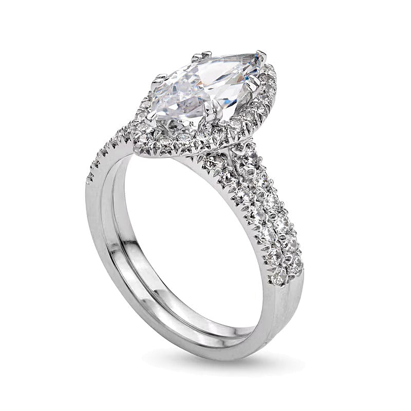 2.25 CT. TW Marquise-Cut Lab-Grown Diamond Frame Bridal Set in 14K White Gold (I/SI2)