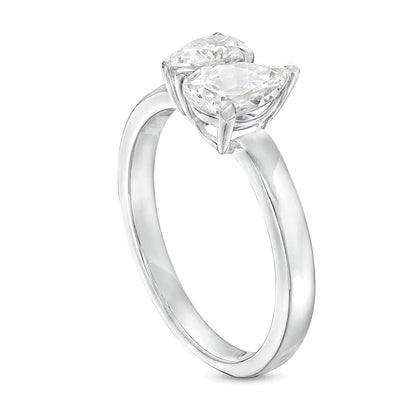 1.5 CT. TW Pear-Shaped Diamond Toi et Moi Engagement Ring in 14K White Gold