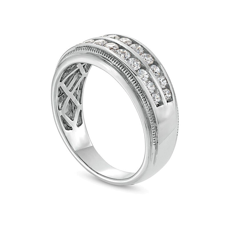 1.0 CT. TW Lab-Grown Diamond Double Row Band in 14K White Gold (F/SI2)