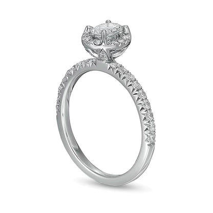 1.0 CT. TW Oval Diamond Frame Engagement Ring in 14K White Gold (I/I2)