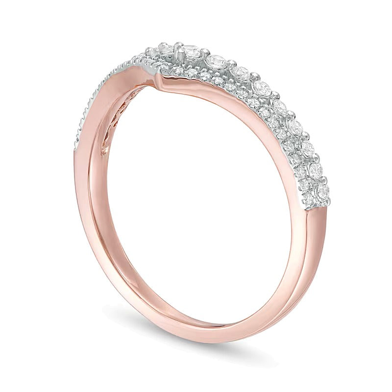 0.25 CT. TW Diamond Double Chevron Anniversary Band in 10K Rose Gold