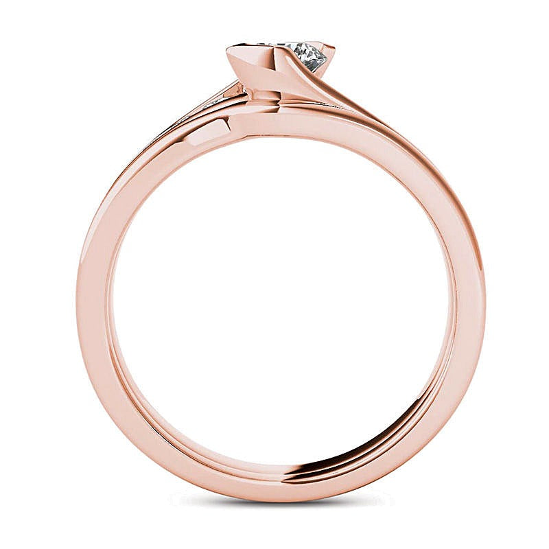 0.5 CT. TW Diamond Bypass Bridal Set in 14K Rose Gold