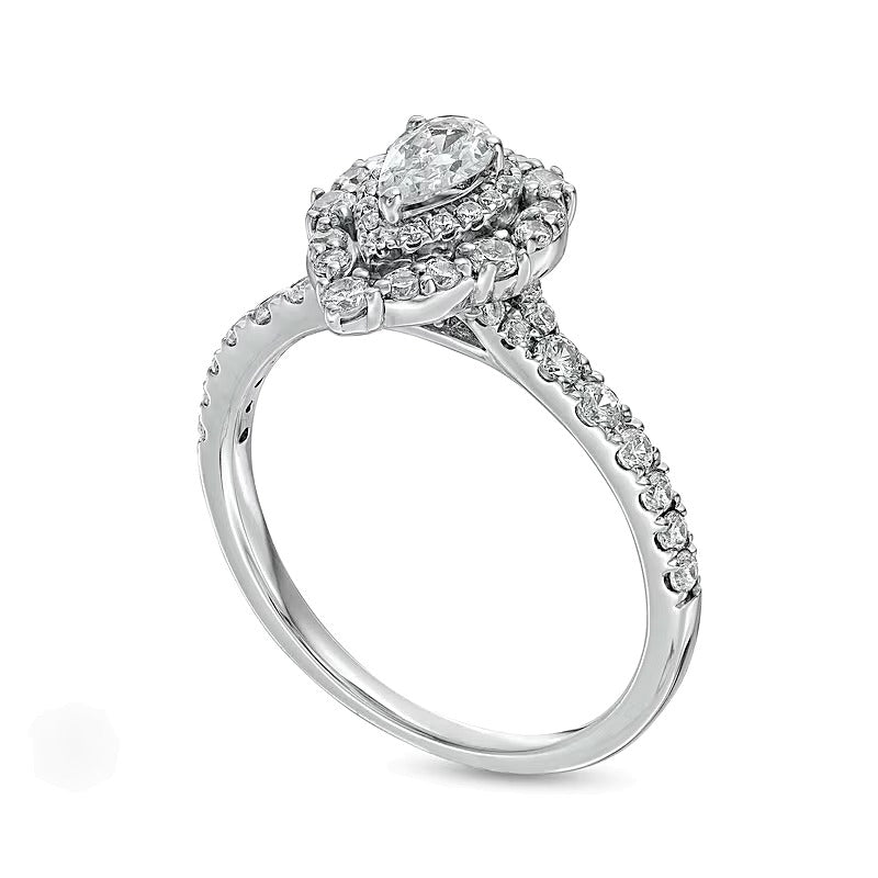 0.75 CT. TW Pear-Shaped Diamond Double Frame Engagement Ring in 14K White Gold