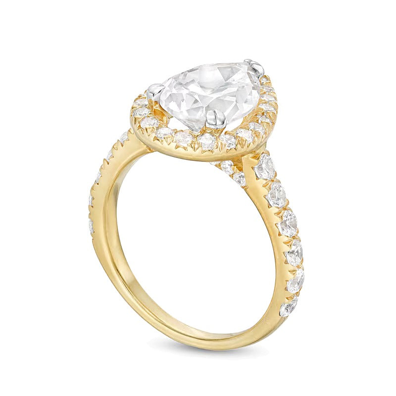 4.0 CT. TW Pear-Shaped Lab-Grown Diamond Frame Engagement Ring in 14K Gold (I/SI2)