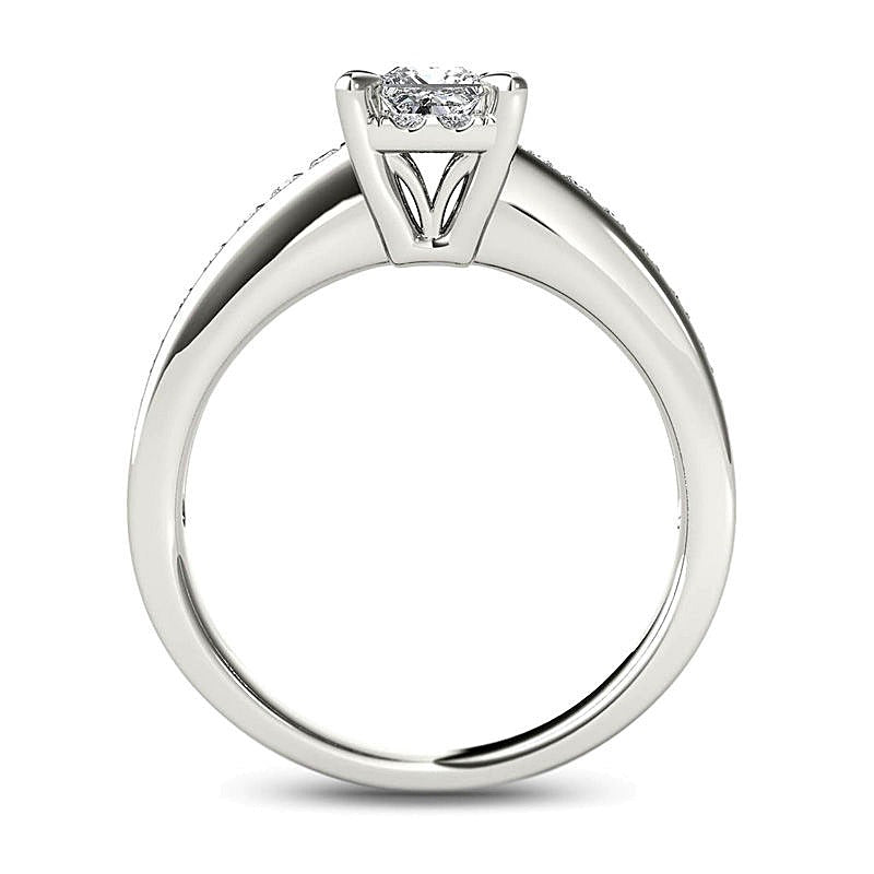 1.0 CT. TW Princess-Cut Diamond Square Frame Engagement Ring in 14K White Gold