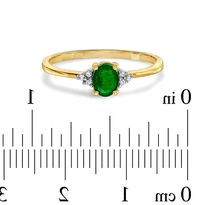Oval Emerald and Diamond Accent Ring in 10K Gold