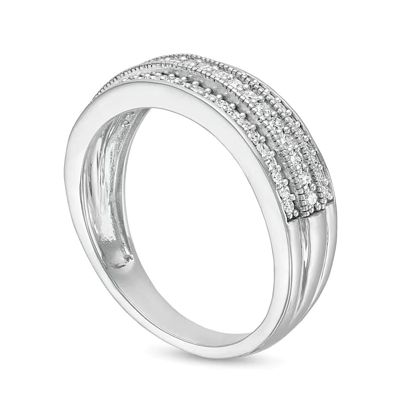 0.33 CT. TW Diamond Multi-Row Vintage-Style Band in 10K White Gold