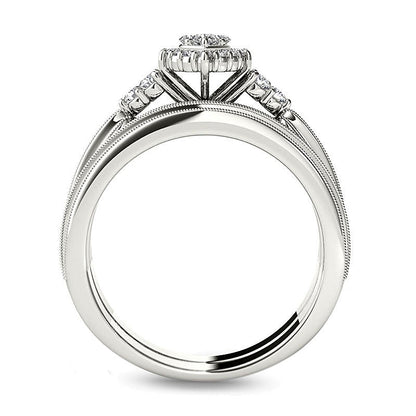 0.5 CT. TW Composite Marquise Diamond with Tri-Sides Bridal Set in 14K White Gold