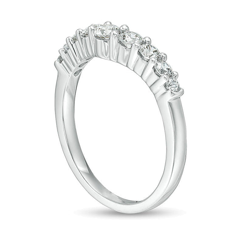 0.5 CT. TW Diamond Nine Stone Contour Wedding Band in 14K White Gold
