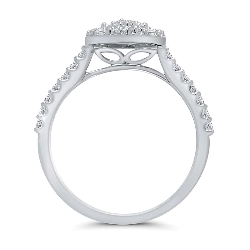 0.5 CT. TW Pear Multi-Diamond Teardrop Frame Ring in 10K White Gold