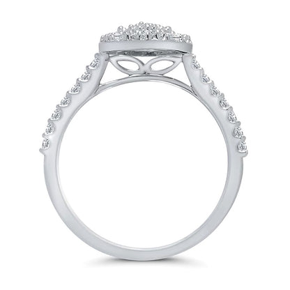 0.5 CT. TW Pear Multi-Diamond Teardrop Frame Ring in 10K White Gold