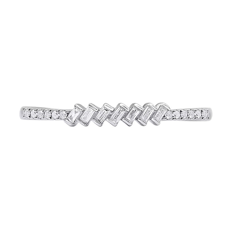 0.1 CT. TW Baguette Diamond Zig-Zag Ring in 10K White Gold