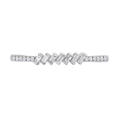 0.1 CT. TW Baguette Diamond Zig-Zag Ring in 10K White Gold