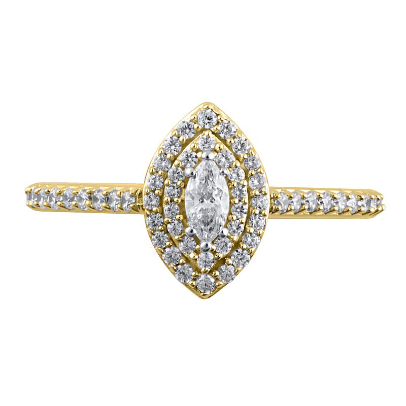 0.5 CT. TW Marquise Diamond Double Frame Engagement Ring in 10K Gold