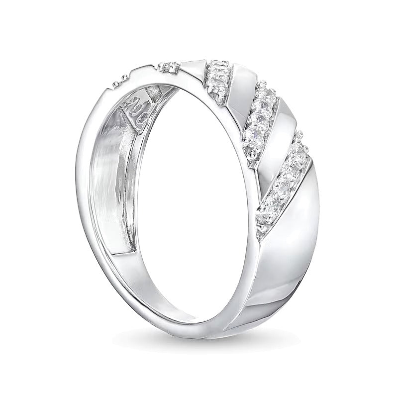 0.33 CT. TW Diamond Slant Row Band in 10K White Gold