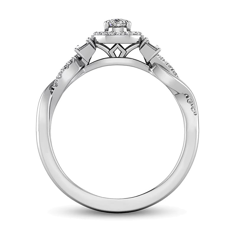 0.33 CT. TW Pear-Shaped Diamond Frame Twist Shank Ring in 10K White Gold