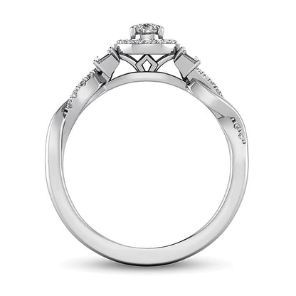 0.33 CT. TW Pear-Shaped Diamond Frame Twist Shank Ring in 10K White Gold
