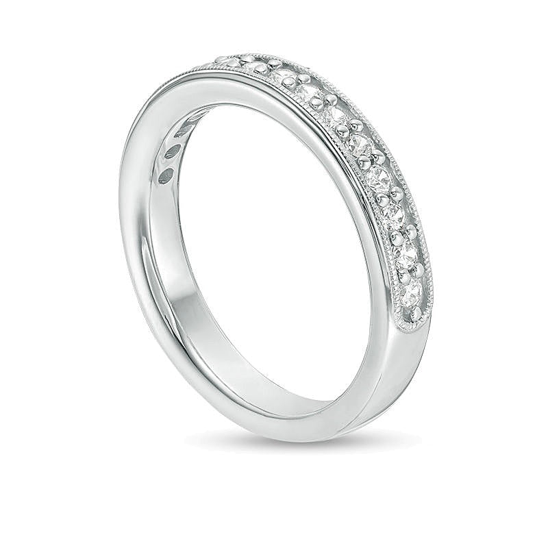 0.38 CT. TW Diamond Vintage-Style Wedding Band in 10K White Gold