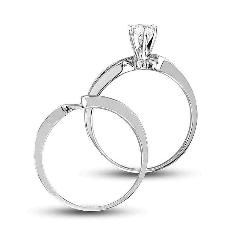 0.5 CT. TW Diamond Bypass Bridal Set in 14K White Gold