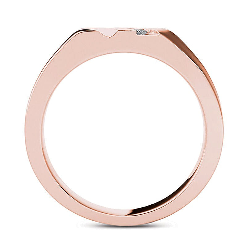 0.13 CT. TW Square-Cut Diamond Three Stone Slant Wedding Band in 14K Rose Gold