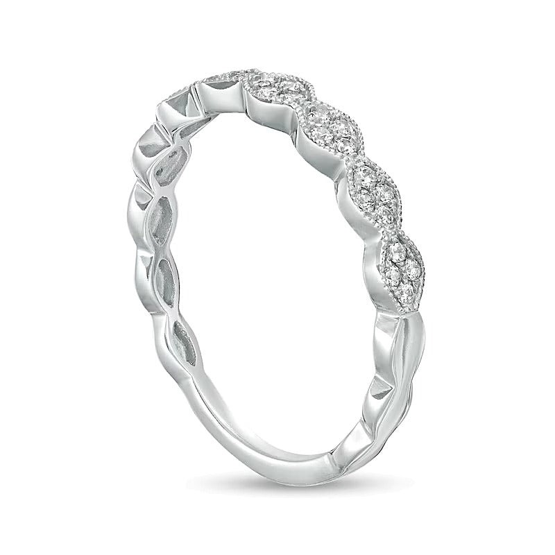 0.17 CT. TW Oval-Shaped Multi-Diamond Scallop Edge Stackable Anniversary Band in 10K White Gold