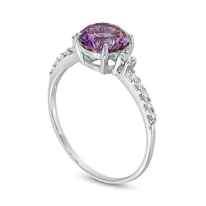 7.0mm Lab-Created Alexandrite and 0.13 CT. TW Diamond Engagement Ring in 10K White Gold