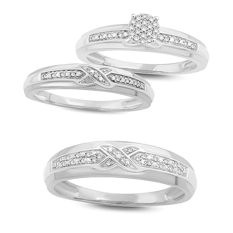 0.05 CT. TW Diamond Criss-Cross Wedding Band in 10K White Gold