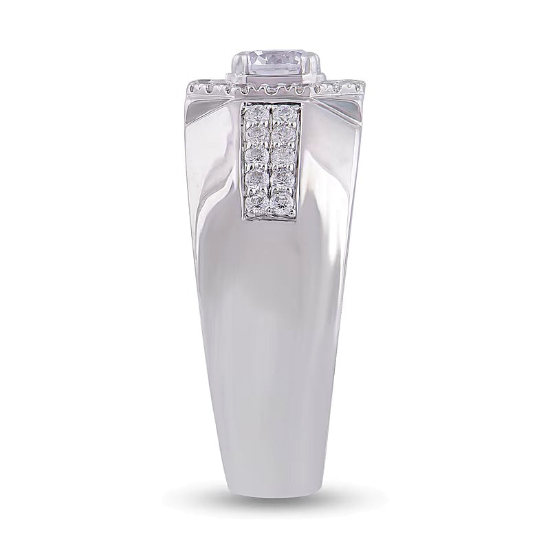 1.0 CT. TW Diamond Octagon Frame Signet-Style Ring in 10K White Gold