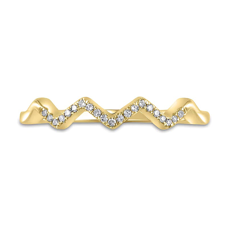 0.07 CT. TW Diamond Zig-Zag Ring in Sterling Silver and 14K Gold Plate