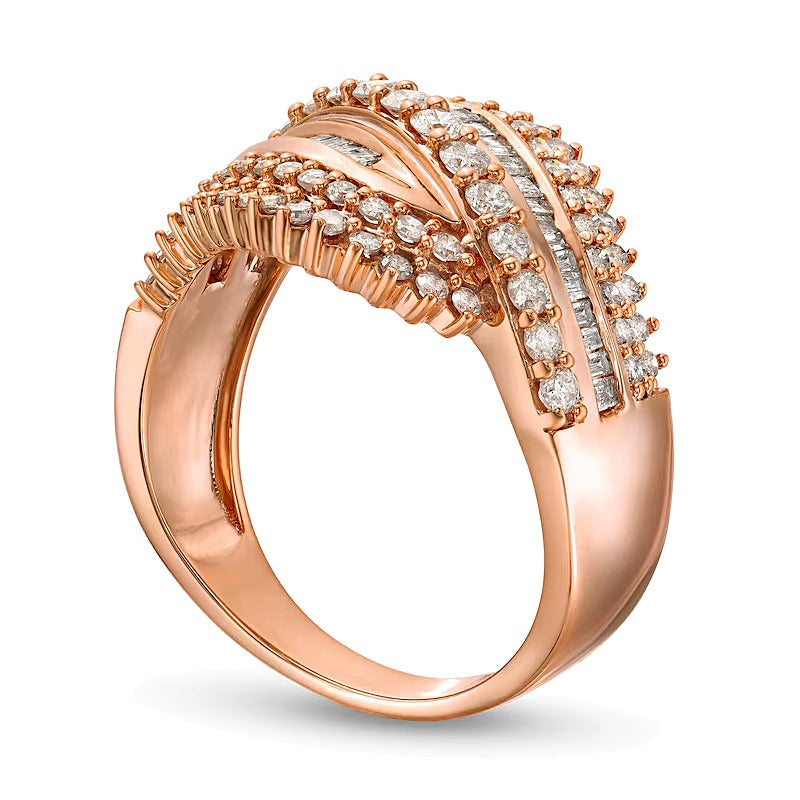 1.0 CT. TW Diamond Shadow Rolling Wave Ring in 10K Rose Gold