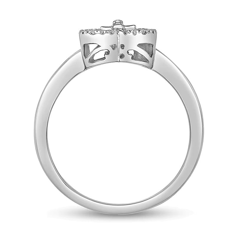 0.07 CT. TW Diamond Heart with Cross Bypass Ring in Sterling Silver